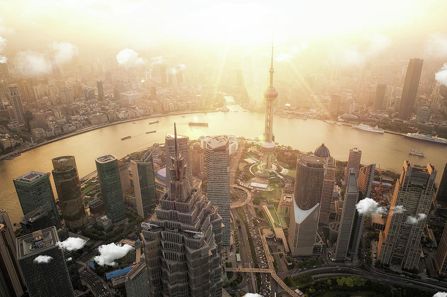Shanghai view point hight building city Photograph by Anek Suwannaphoom