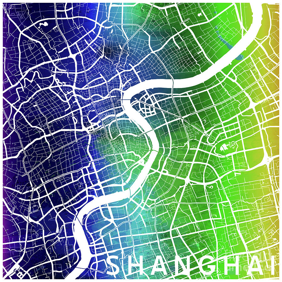 Shanghai watercolor Digital Art by Delphimages Map Creations