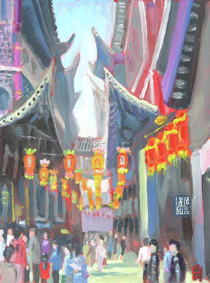 Shanghi Lanterns Painting by Robert P Hedden