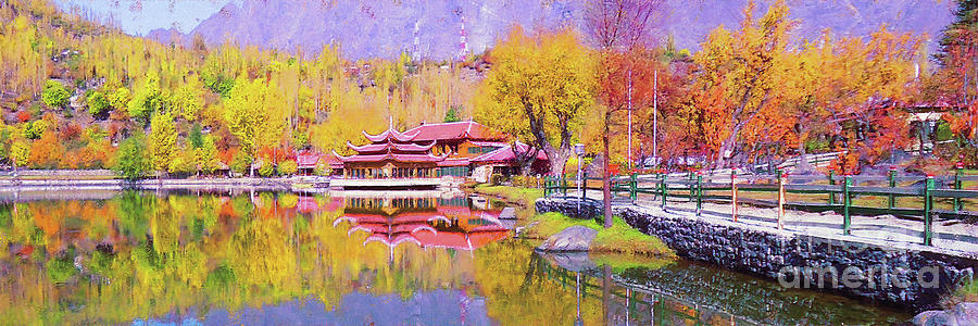 Architecture Painting - Shangrila Lake Skardu  by Gull G