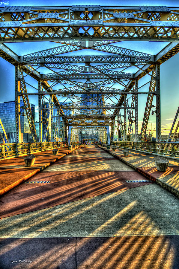 Nashville TN Shapes And Shadows The John Seigenthaler Pedestrian Bridge Architectural Art Photograph by Reid Callaway
