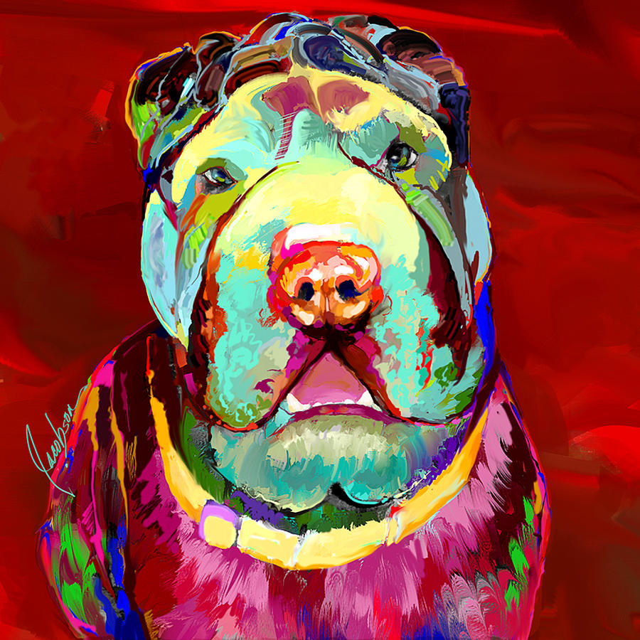 Shar Pei 1 Painting by Jackie Medow-Jacobson