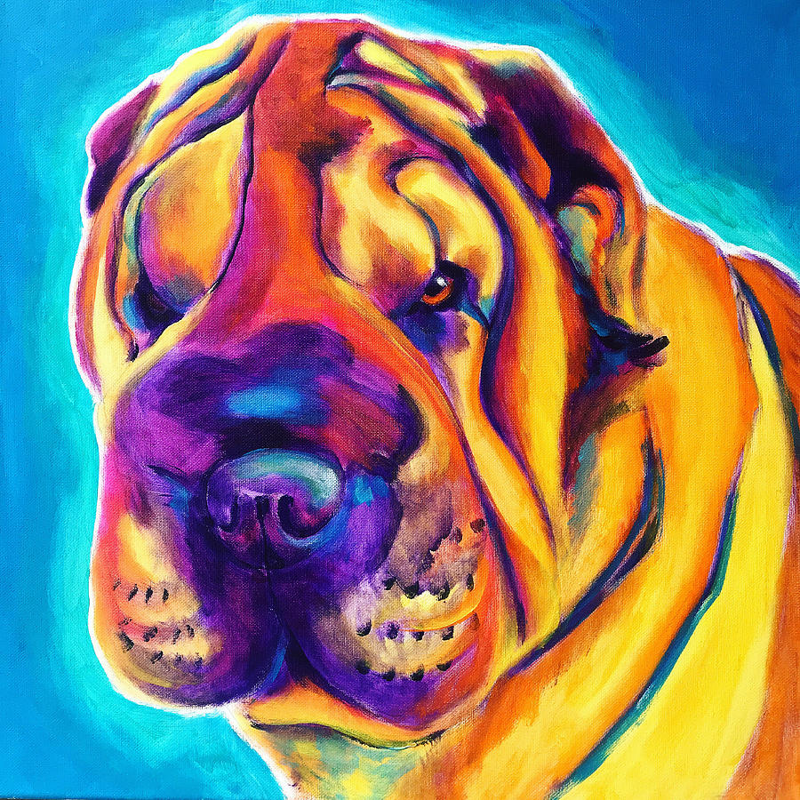 Dog Painting - Shar Pei - Big Man by Dawg Painter