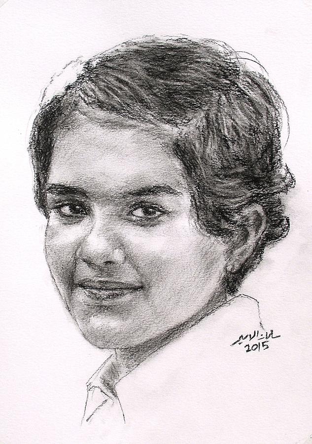 Portrait Drawing - Sharifa by Salman Ameer