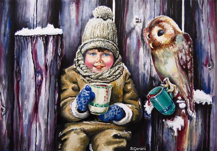 Sharing A Hot Chocolate Painting by Geni Gorani