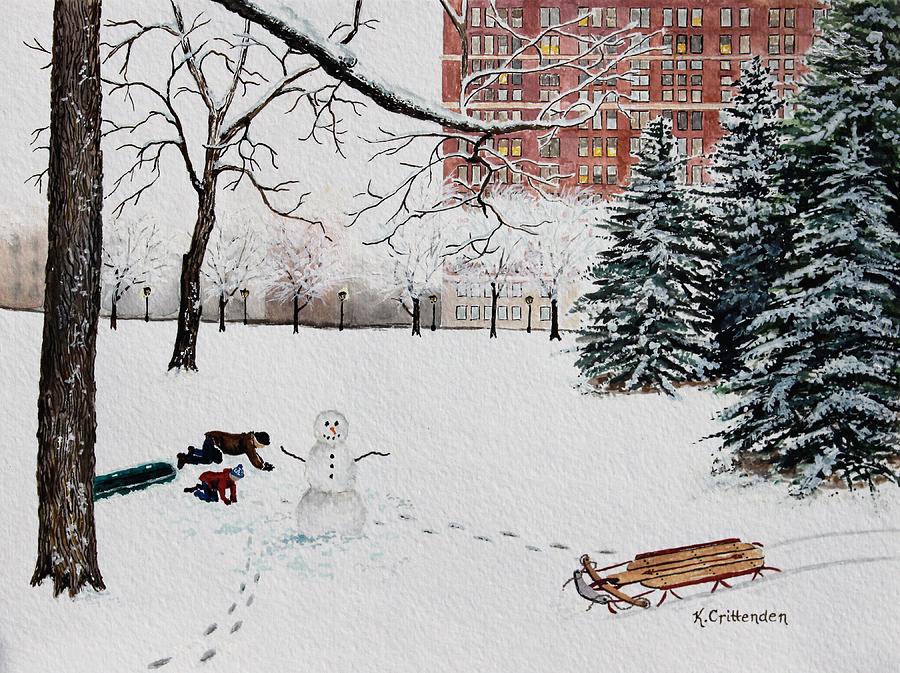 Sharing a Snow Day Painting by Kristin Crittenden - Pixels