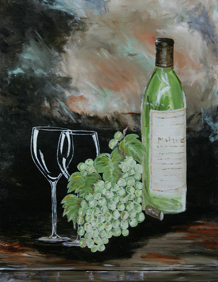 Wine Painting - Sharing an Afternoon by Robin Lee