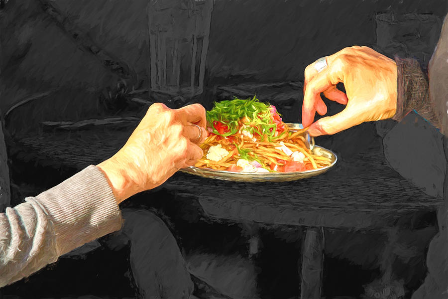 Dinner Digital Art - Sharing Dinner by John Haldane