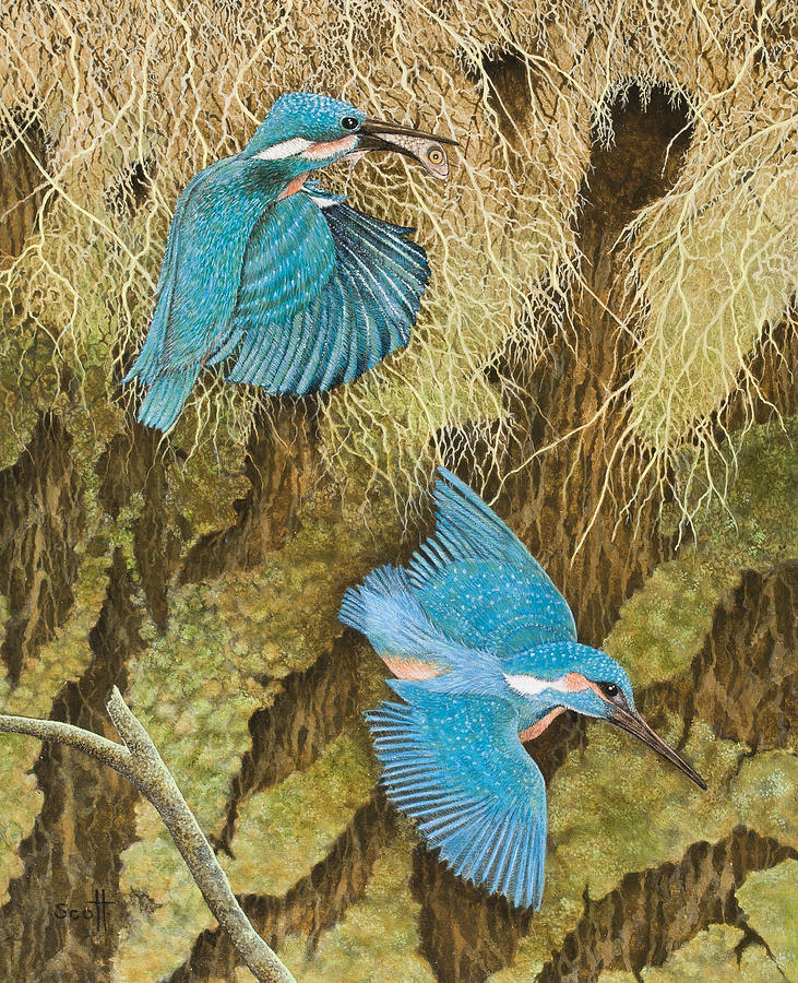 Kingfisher Painting - Sharing the Caring by Pat Scott
