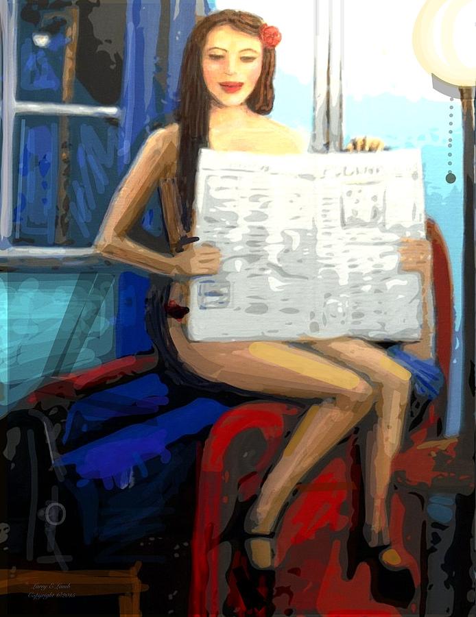 Nude Painting - Sharing the news by Larry E Lamb