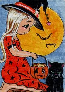 Witch Painting - Sharing Treats by Bonnie Brewer Witch Painting - Sharing Treats by Bonnie Brewer