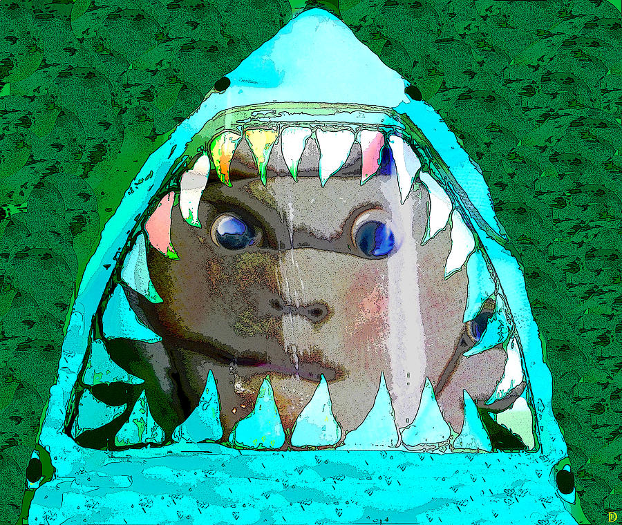 Shark and Face Digital Art by David Lee Thompson