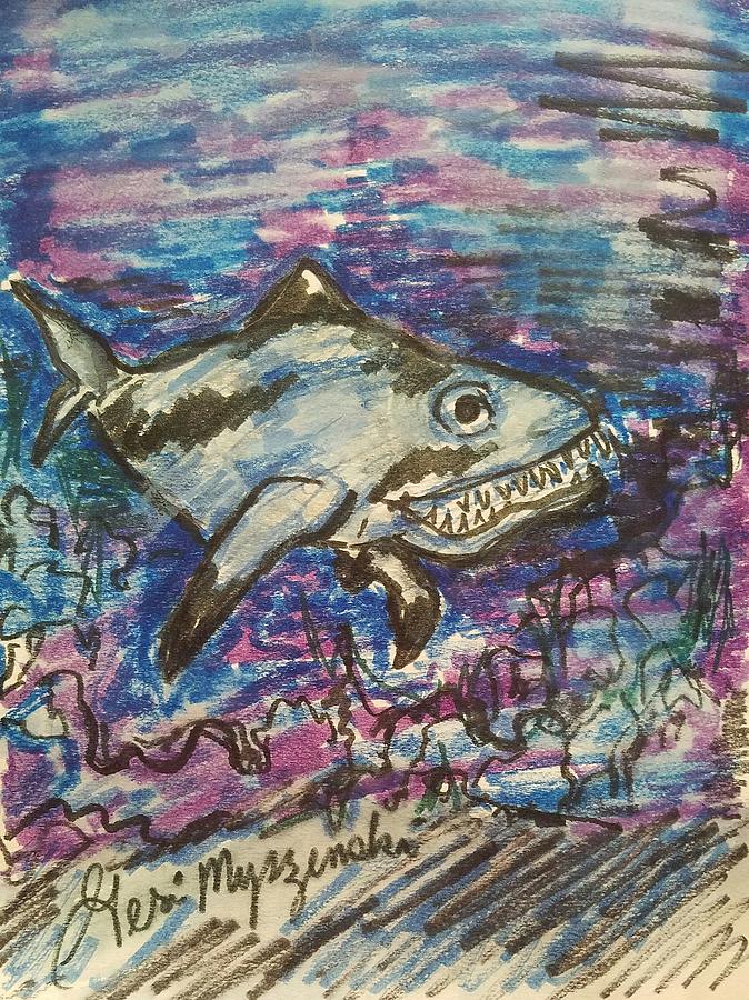 Sharks Painting - Shark In The Water by Geraldine Myszenski