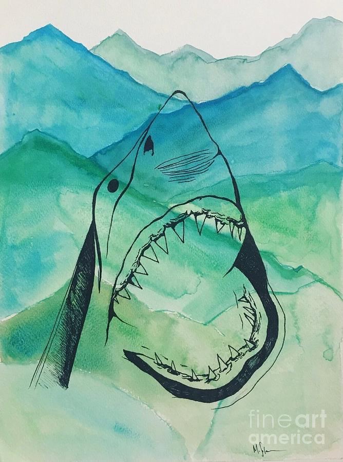 Mountain Drawing - Shark mountain  by Melissa Solorzano