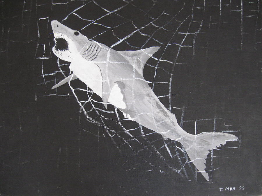 Sharks Painting - Shark Net by Antonio Raul 