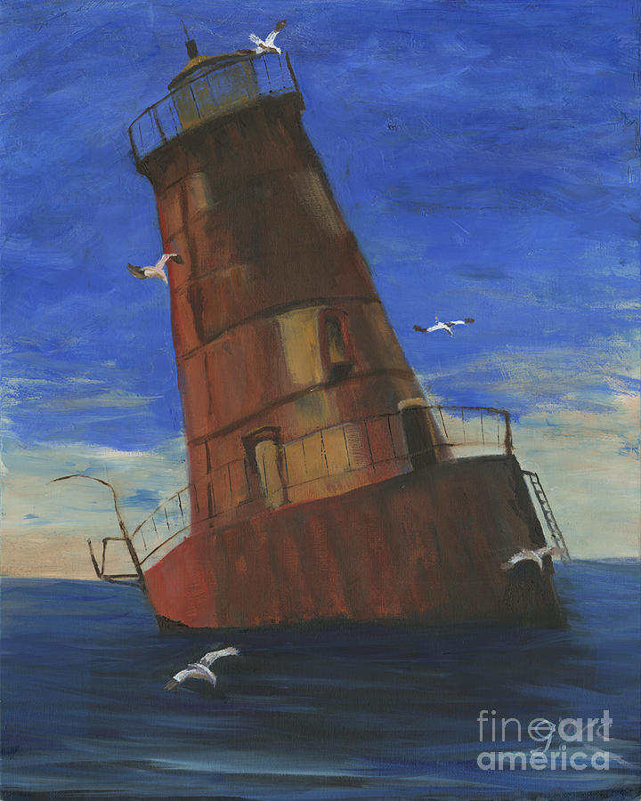 Lighthouse Painting - Shark s Island MD  by Gloria Condon