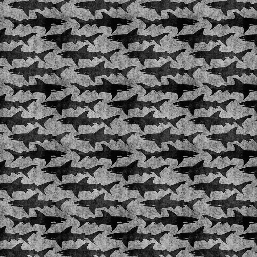 Sharks Digital Art - Sharks in Gray and Black by Antique Images 