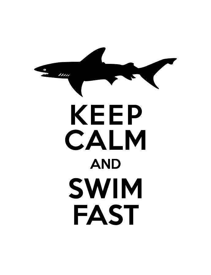 Sharks Digital Art - Sharks Keep Calm and Swim Fast by Antique Images  