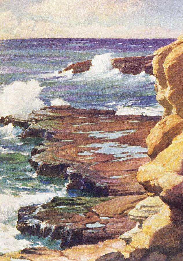 Sharp Rocky Coastline Painting by Hawaiian Legacy Archive - Printscapes