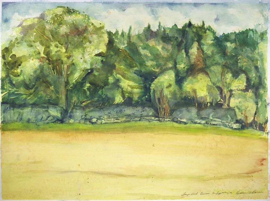 Sharpes Wood - Trees and Field Painting by Kathleen Barnes