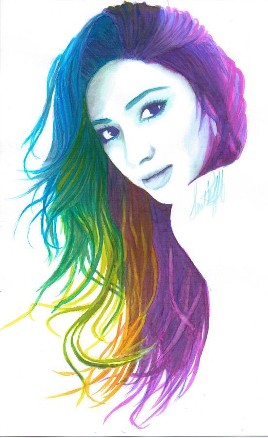Rainbow Painting - Shay Mitchell by Sarah Krafft