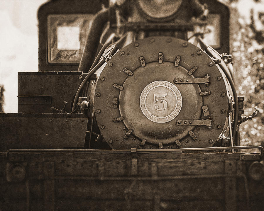 Train Photograph - Shay Number 5 Locomotive in Sepia by Lisa R