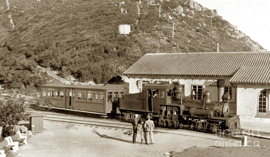 Scenic Railway Photograph - Shay number 8. in the  summit yard at Tavern on Mt. Tamalpais Circa 1928 by Monterey County Historical Society