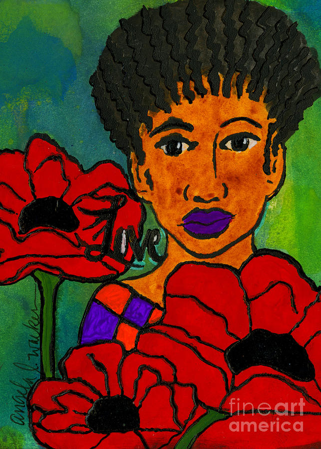 She LOVES Poppies Mixed Media by Angela L Walker