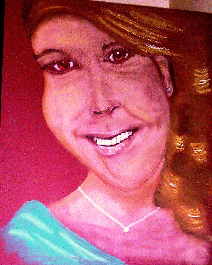 Portrait Painting - She Smiles In Turquoise by Lorna Lorraine
