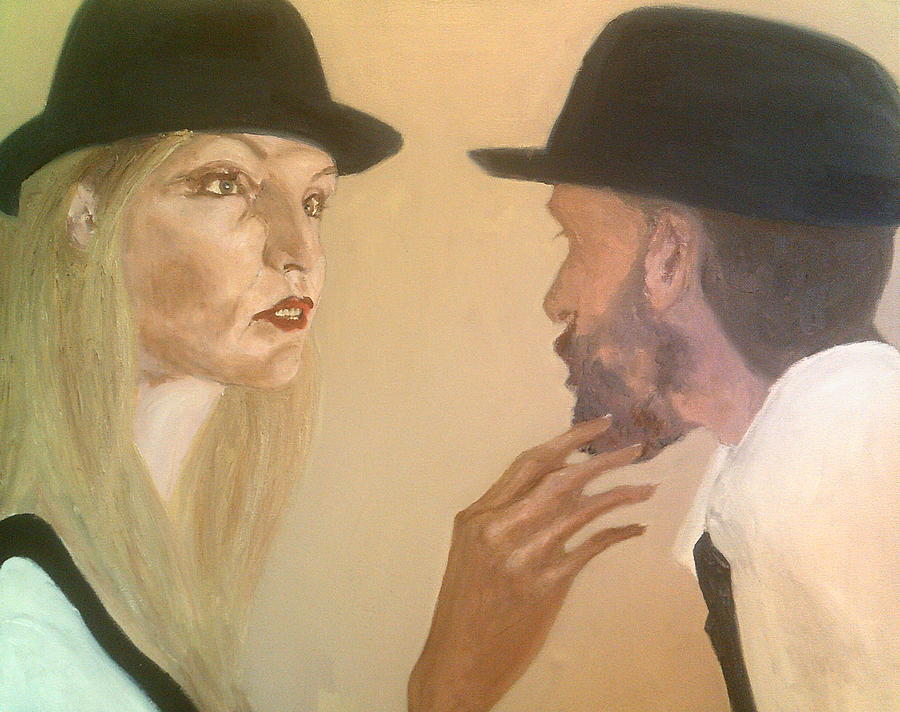 She Touches His Beard And Looks Painting by Peter Gartner