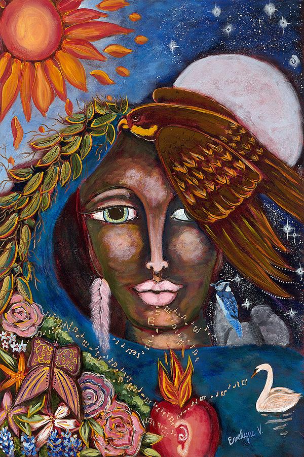 Falcon Painting - She Who Talks Every Languages by Evelyne Verret Falcon Painting - She Who Talks Every Languages by Evelyne Verret