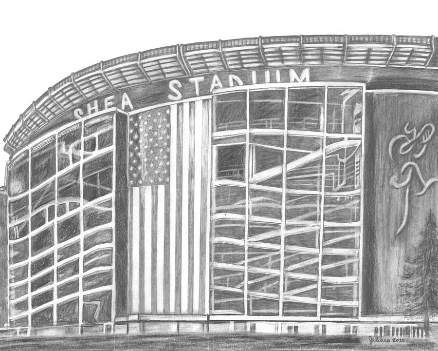 Shea Stadium Drawing by Juliana Dube - Fine Art America