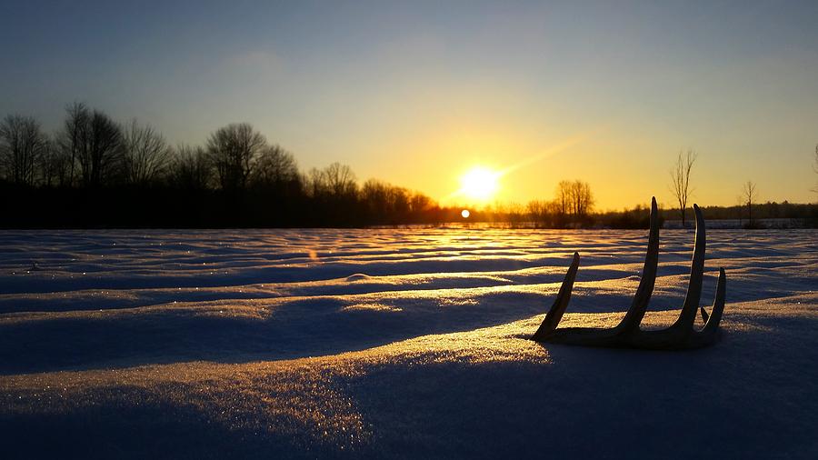Shed On Snow Glowing Sunrise Photograph by Brook Burling