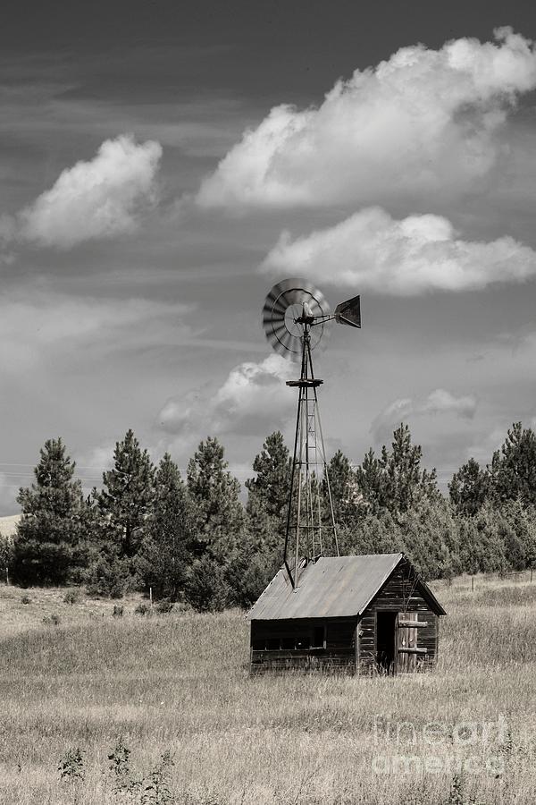 Shed with Windmill _ 8799 Photograph by Ken DePue