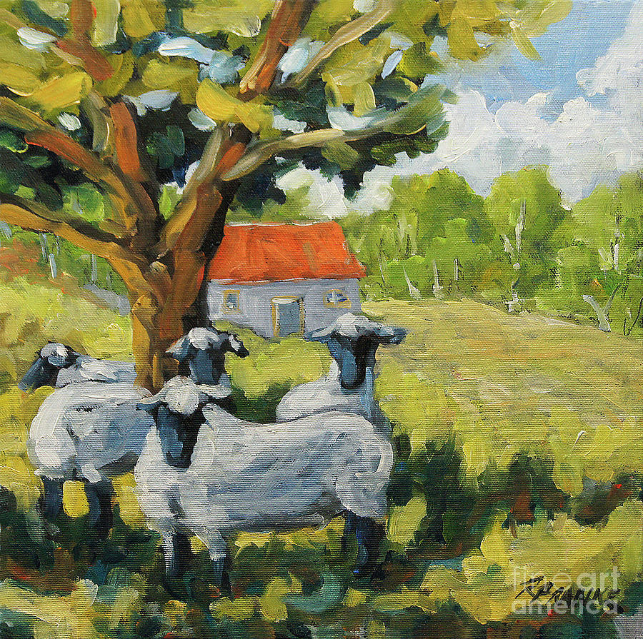 Sheep Painting - Sheep and Shade by Richard T Pranke