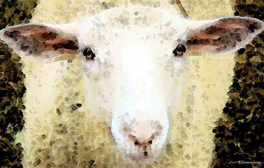 Sheep Art - Ewe Rang Painting by Sharon Cummings