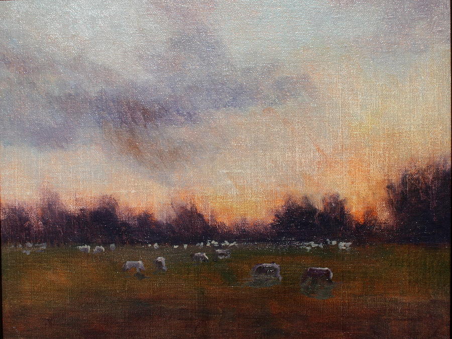 Sheep Painting - Sheep at Dusk by Jan Frazier