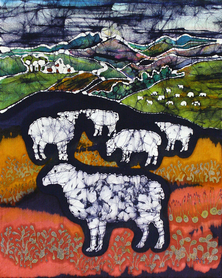 Sheep at Midnight Tapestry - Textile by Carol  Law Conklin