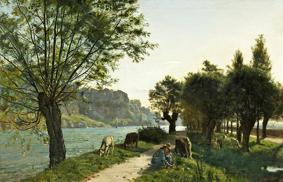 Sheep at Sentier Des Saules Painting by Ferdinand Hodler