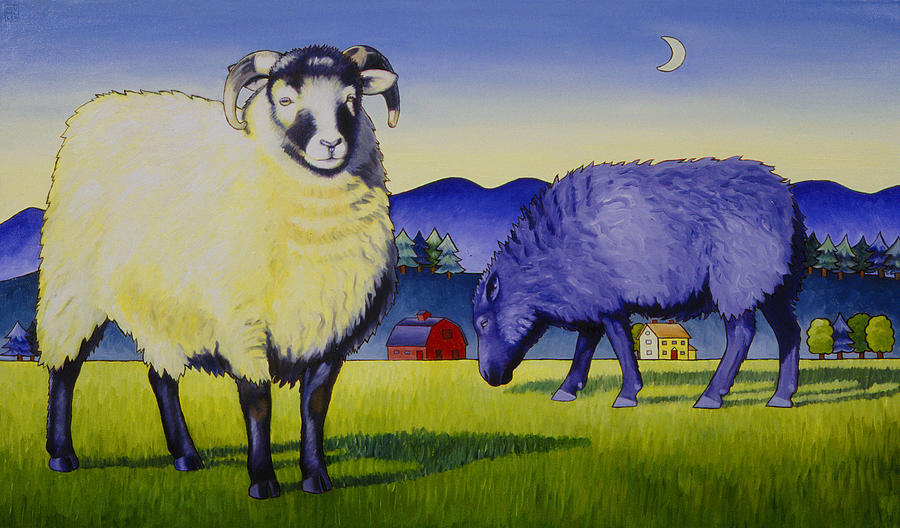 Sheep at Sunset Painting by Stacey Neumiller