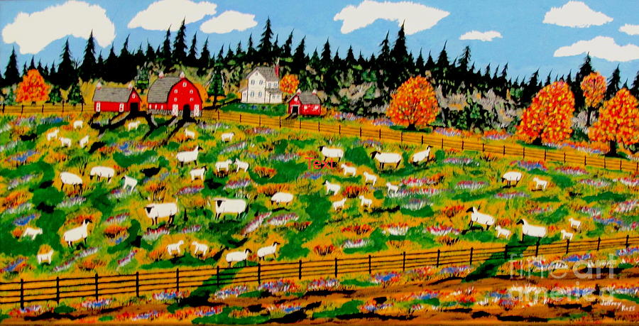 Sheep Farm Painting by Jeffrey Koss