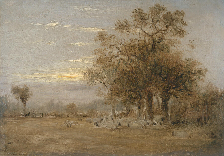 Sheep Grazing, from 1835 Painting by John Linnell