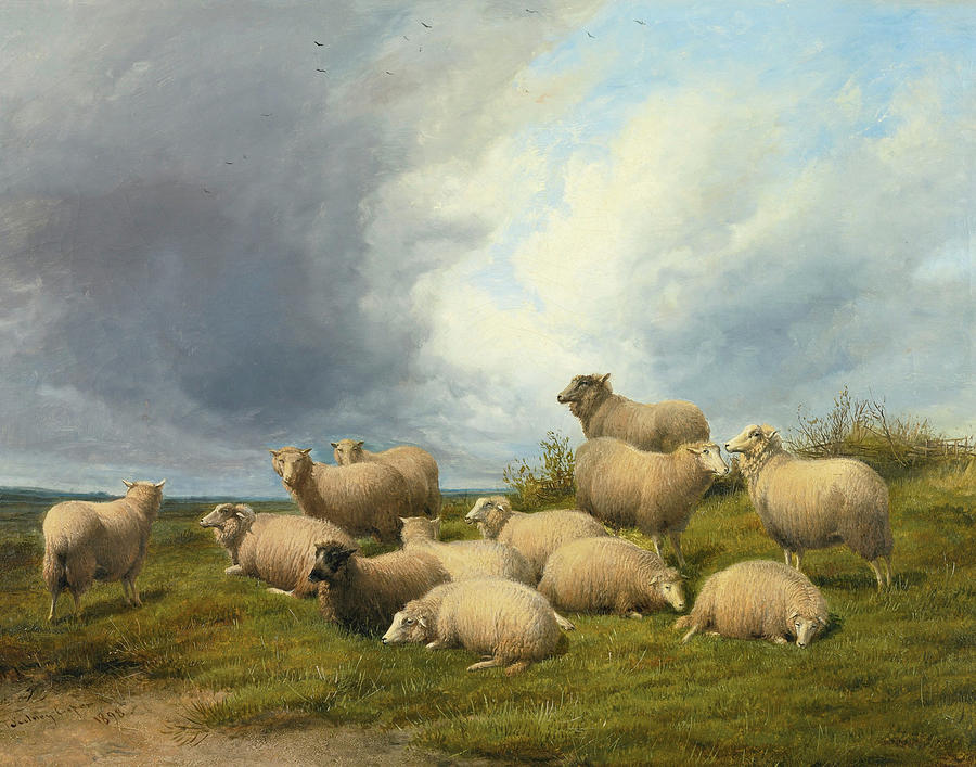 Sheep in a Pasture Painting by Thomas Sidney Cooper