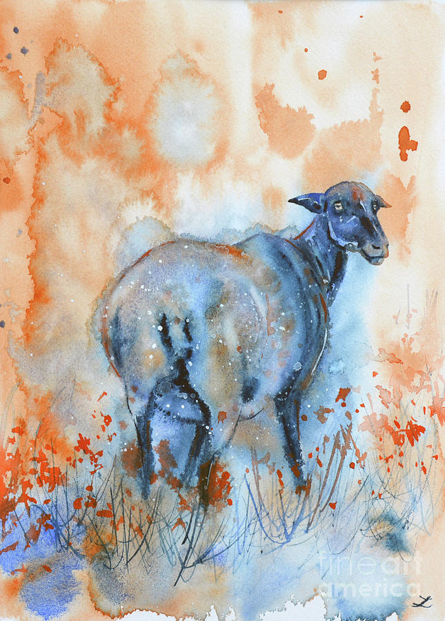 Sheep in a Poppy Field Painting by Zaira Dzhaubaeva