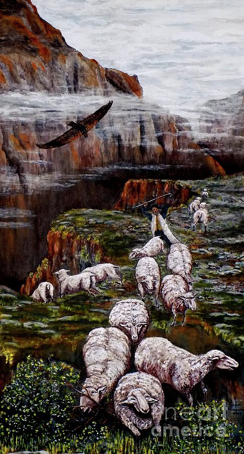 Sheep in the Mountains  Painting by Judy Kirouac