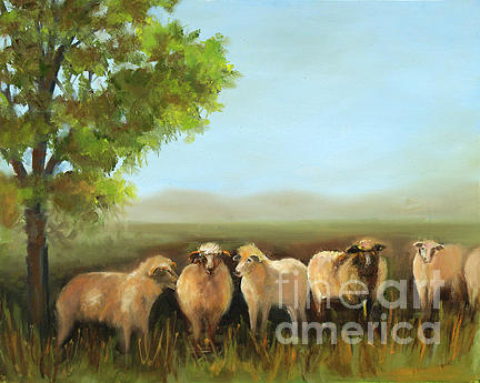 Sheep in the Pasture Painting by Pati Pelz