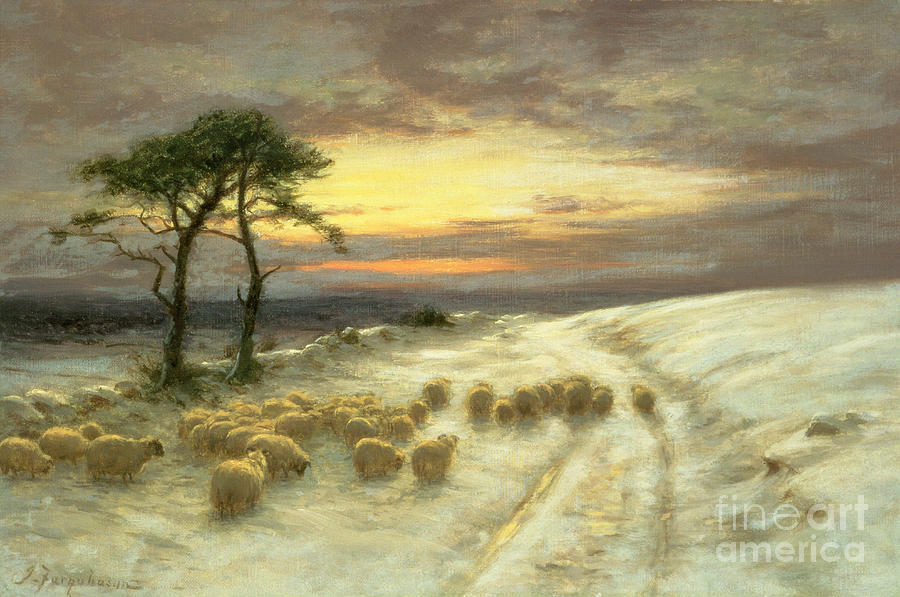 Sheep in the Snow Painting by Joseph Farquharson