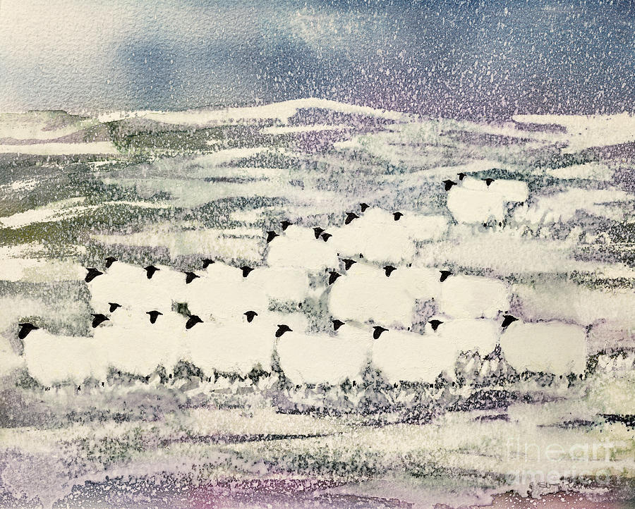 Cool Painting - Sheep in Winter by Suzi Kennett