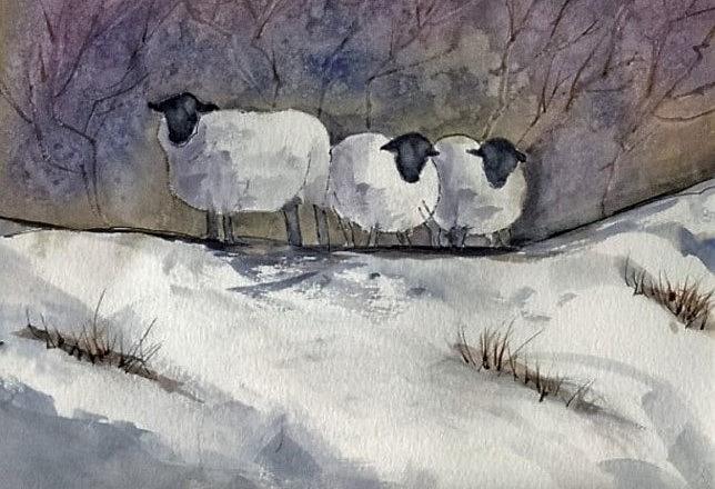 Sheep Painting by John Brisson