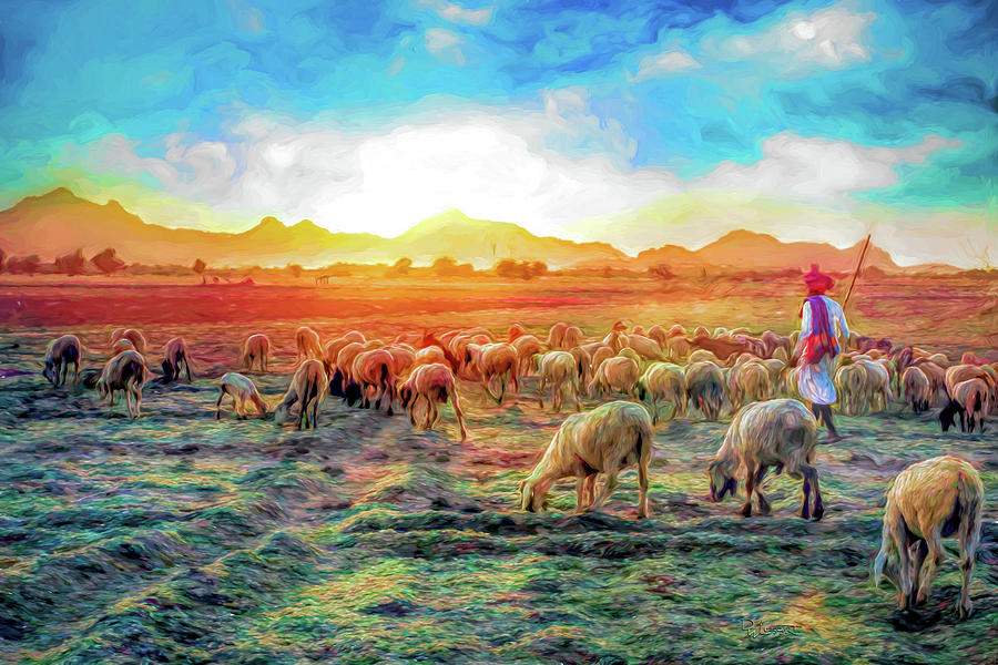 Sheep May Safely Graze Digital Art by David Luebbert